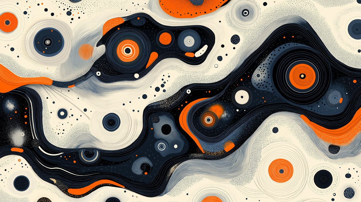 Abstract Organic Flow Mural Wallpaper | Modern Dynamic Pattern with Circles & Dots