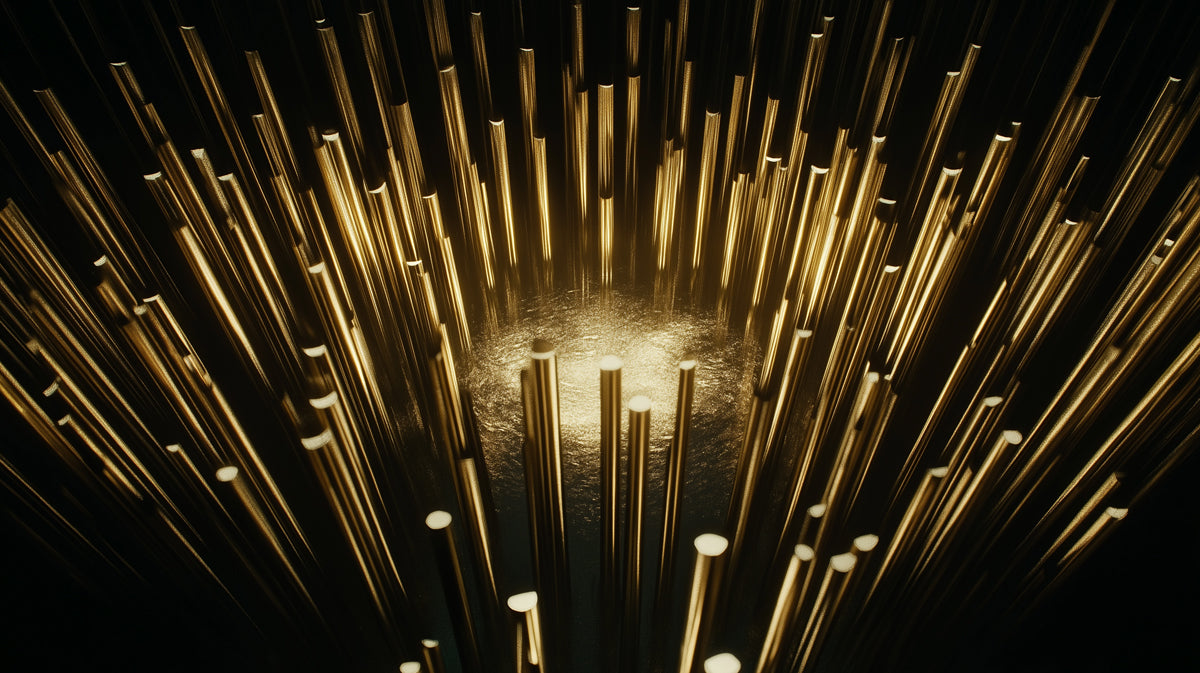 Abstract Golden Light Rays Mural Wallpaper | Modern Industrial and Futuristic Art
