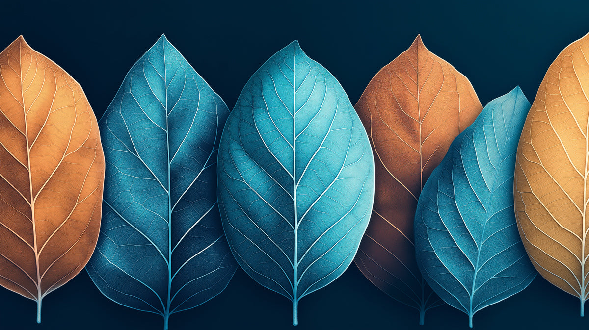 Modern Two-Tone Autumn Leaves Mural Wallpaper | Minimalist Botanical Art