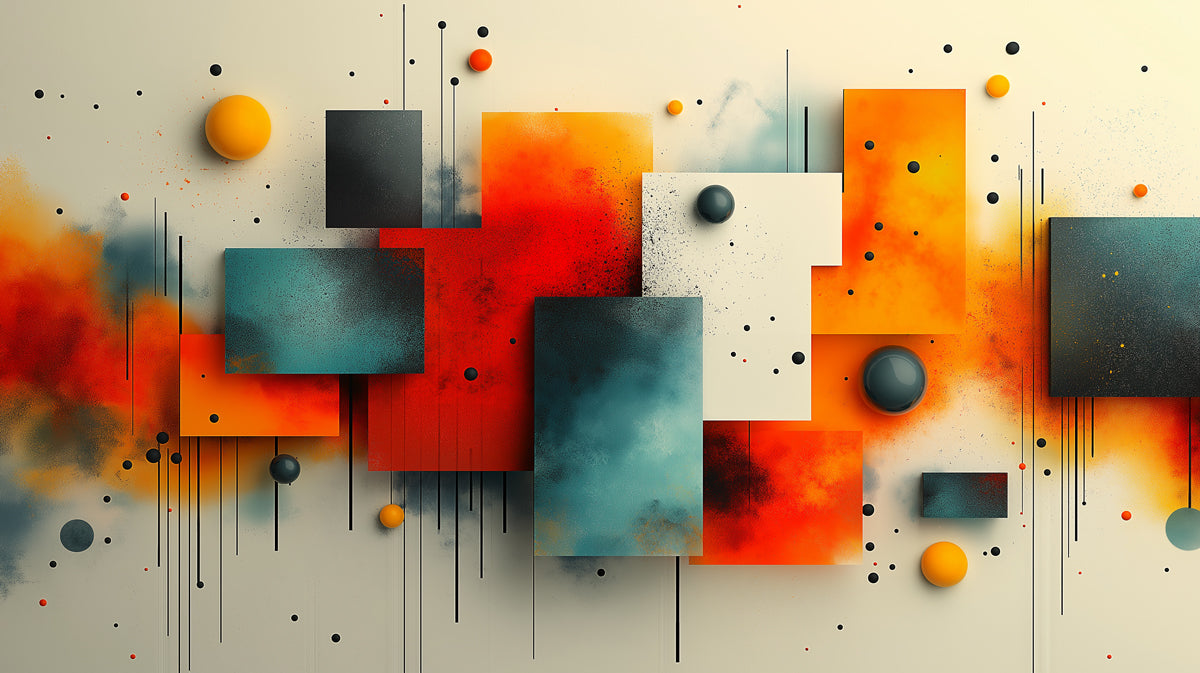 Abstract Geometric and Paint Splatter Mural Wallpaper | Modern and Dynamic Art