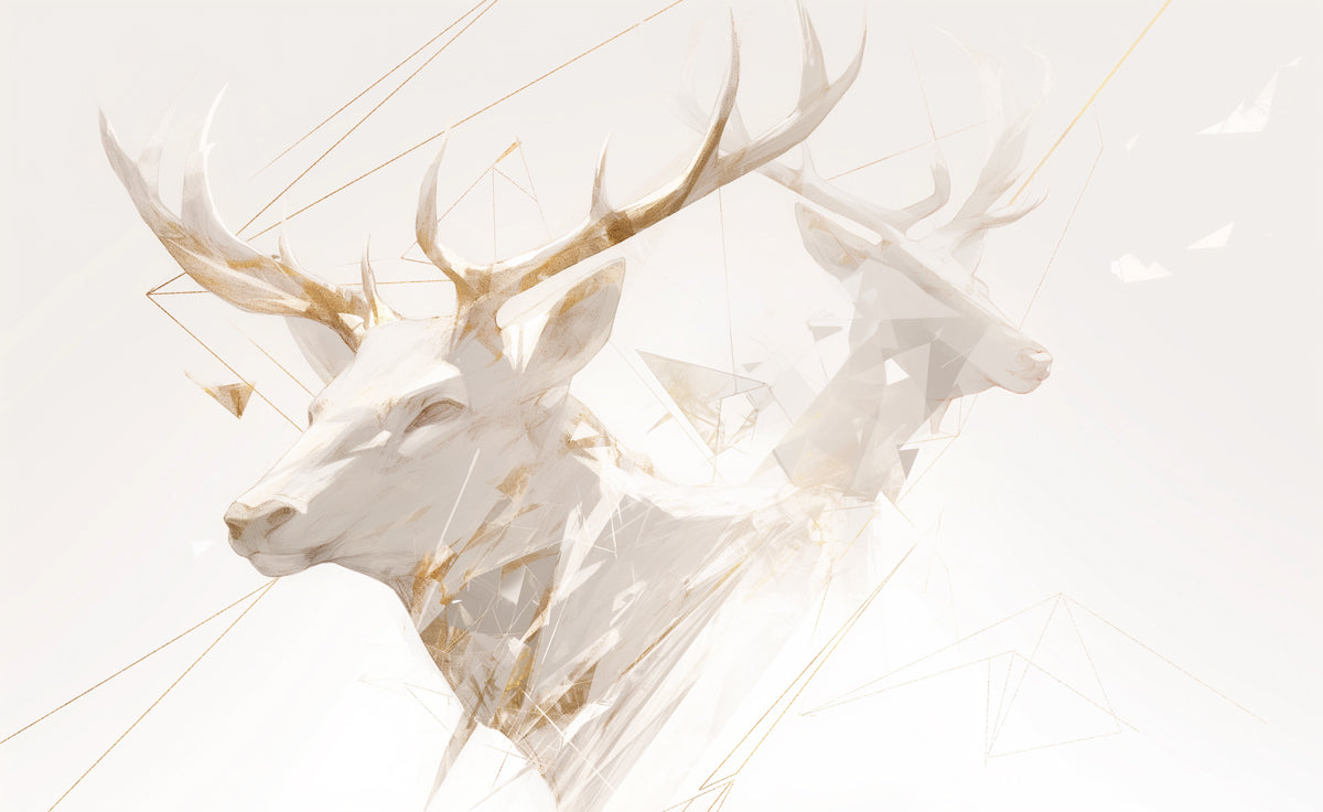 Yellow and Blue Deer Mural Wallpaper for a hotel or office lounge | Yellow, Blue and White Deer