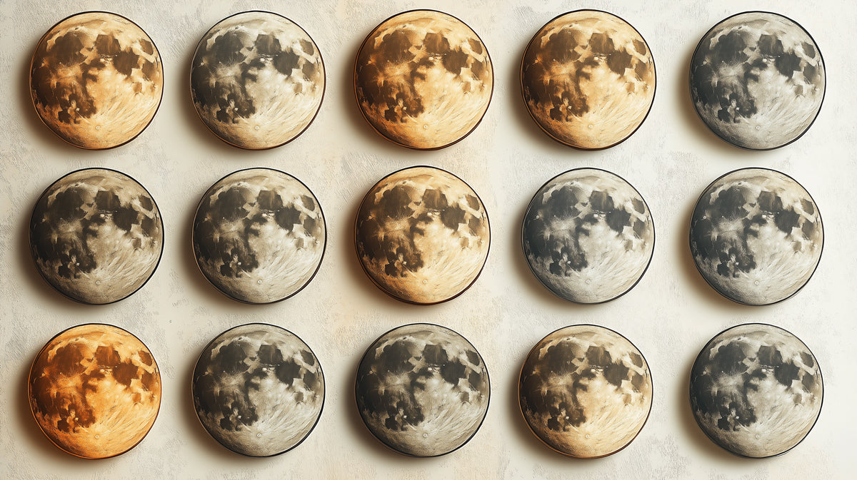 Papier peint mural Lunar Grid | Or, gris et taupe