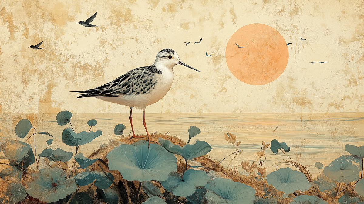 Sandpiper Shore Mural Wallpaper | Beige, Teal, und Orange