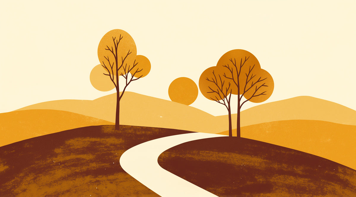 Papier peint mural Earthen Path | Marron foncé, Orange et Crème