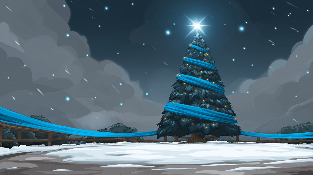 Papier peint mural Nuit étoilée Noël | Bleu profond, Argent et Blanc