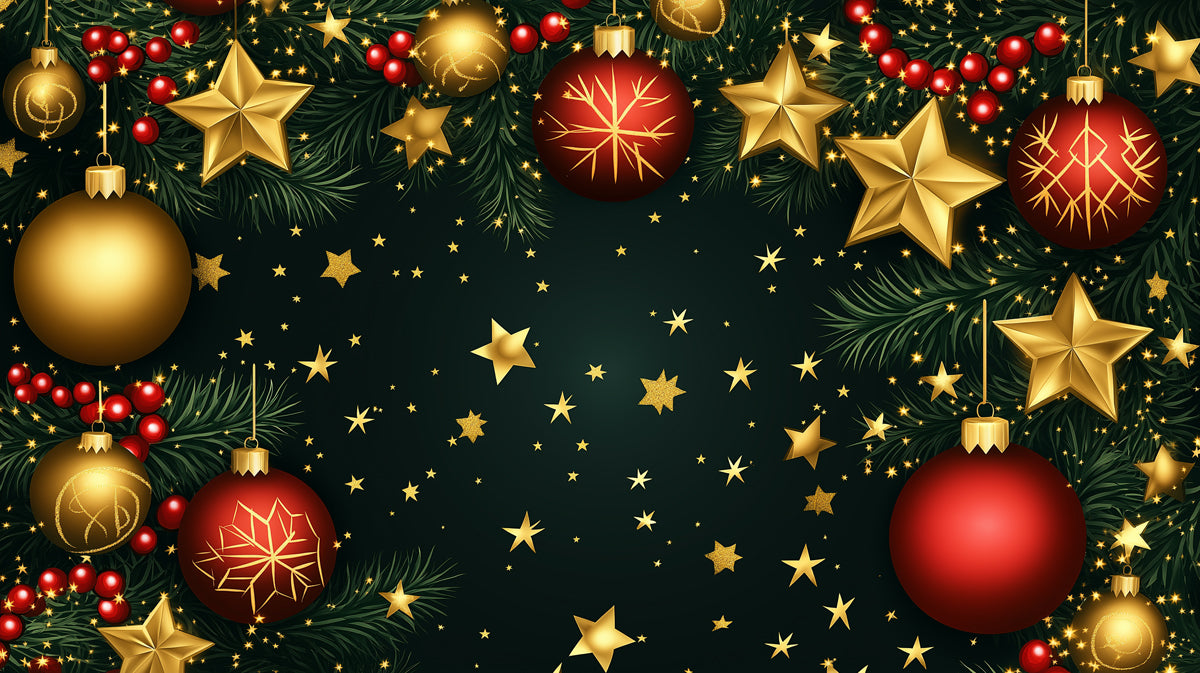 Opulent Holiday Border Mural Wallpaper | Red, Gold, and Emerald Green