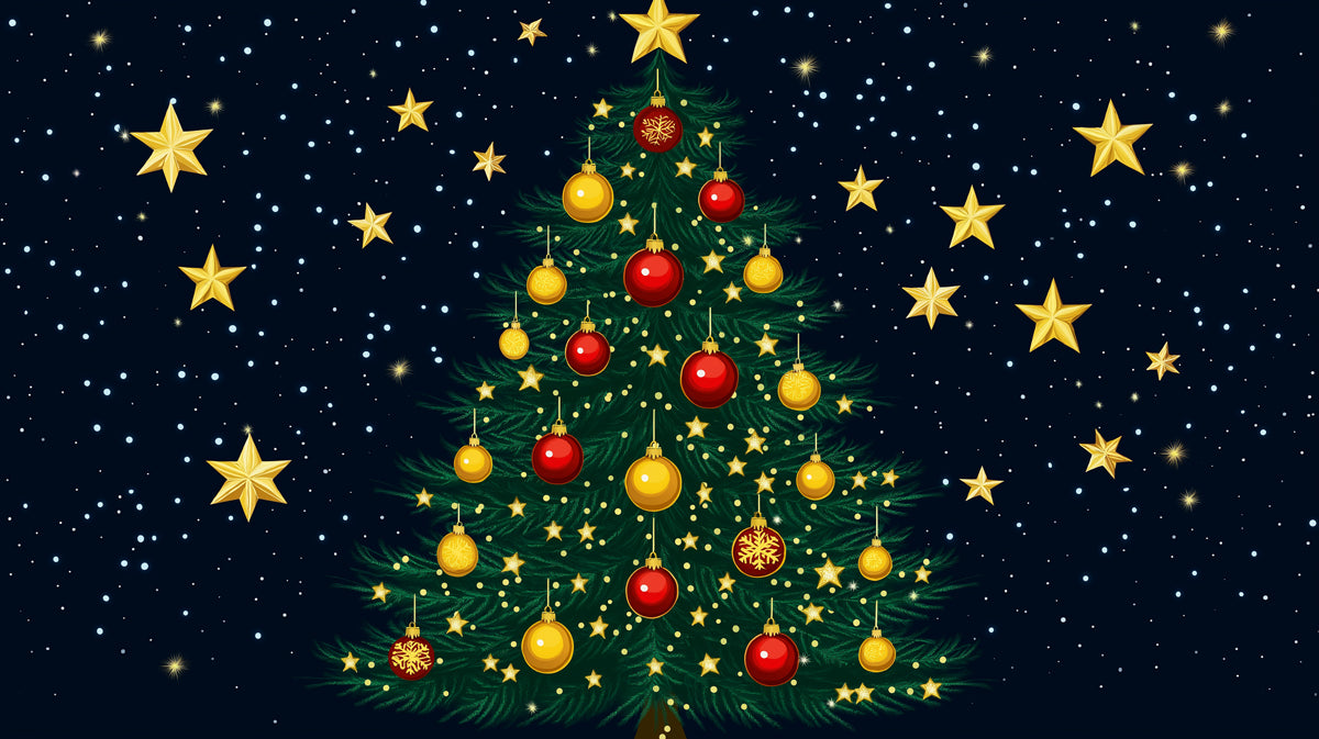 Classic Starry Night Tree Mural Wallpaper | Blue, Green, Red, and Yellow
