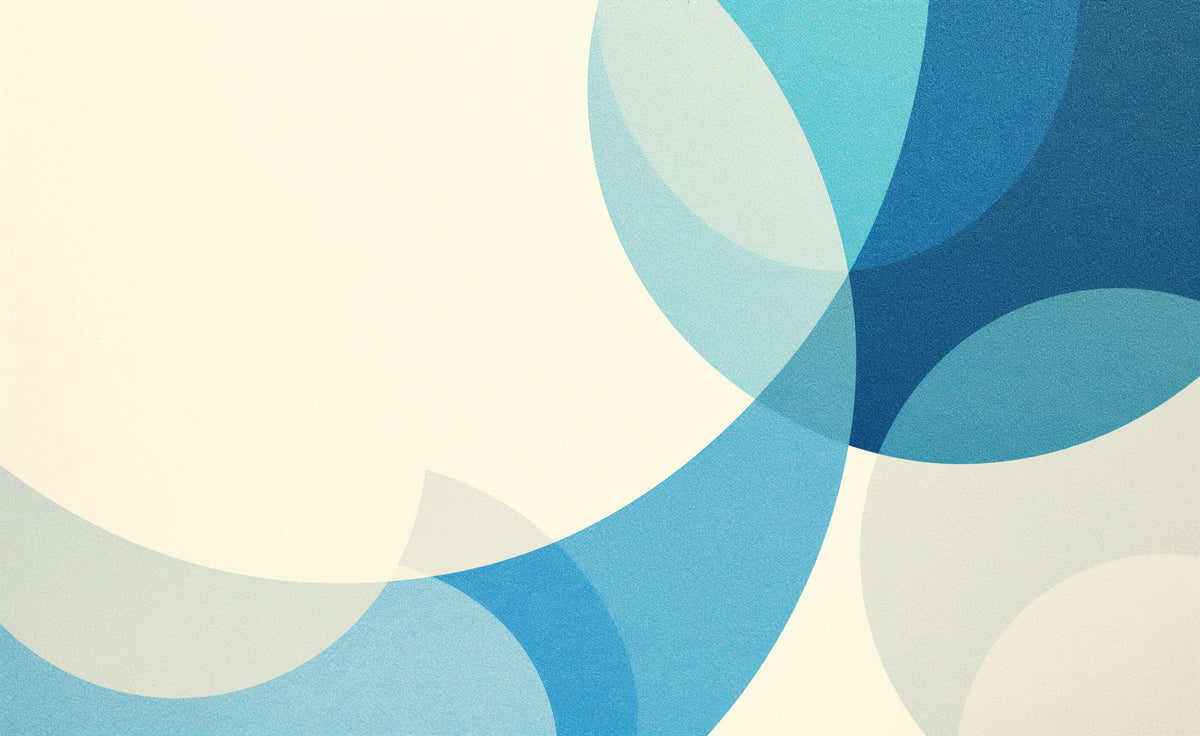 Carta da parati murale a cerchi geometrici blu | Cerchi blu crema e bianchi 