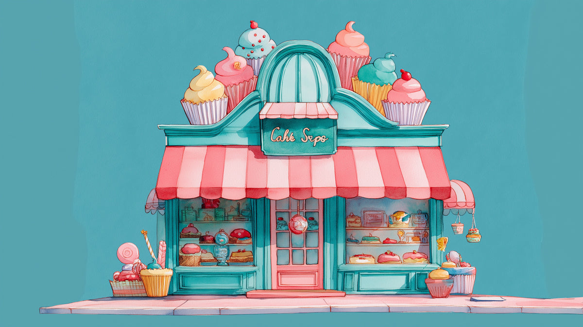 Pastel Cake Shop Exterior Wallpaper | Sweet Treats Emporium