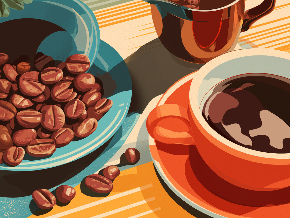 Warm Coffee Moments Wallpaper | Cozy Cafe Still Life with Beans