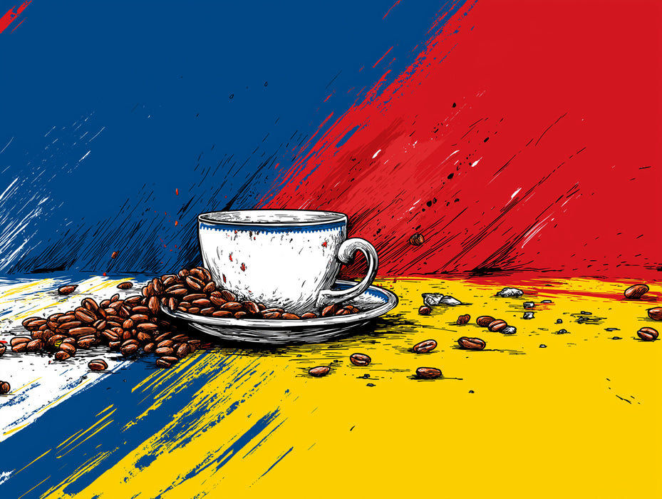 Abstract Coffee Art Wallpaper | Bold Brushstroke Design with Beans