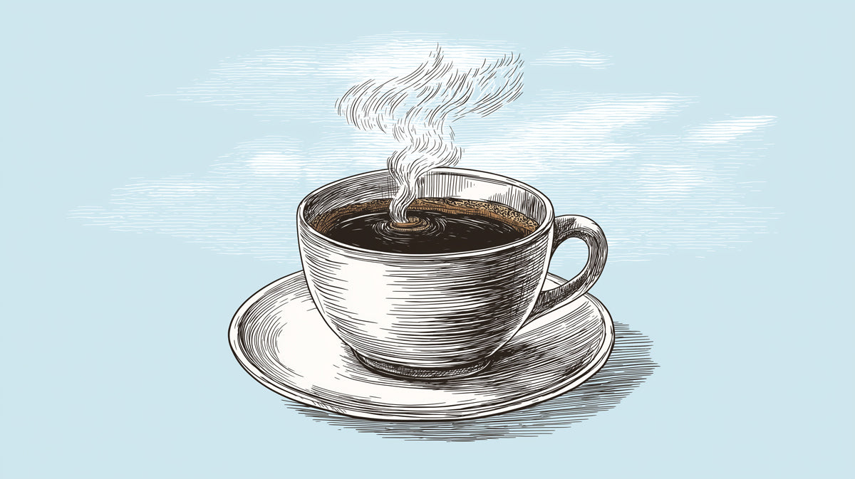 Hand-Drawn Steaming Coffee Cup Wallpaper | Vintage Etched Cafe Art