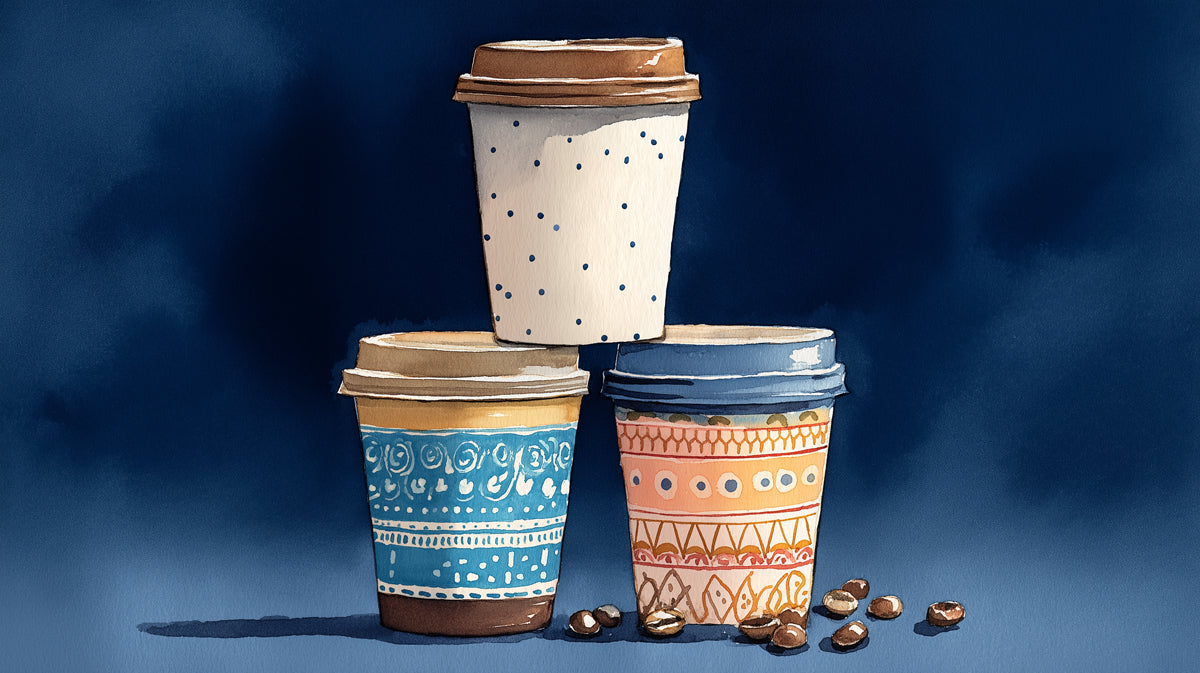 Stylish Coffee To-Go Cups Wallpaper | Modern Cafe Aesthetic