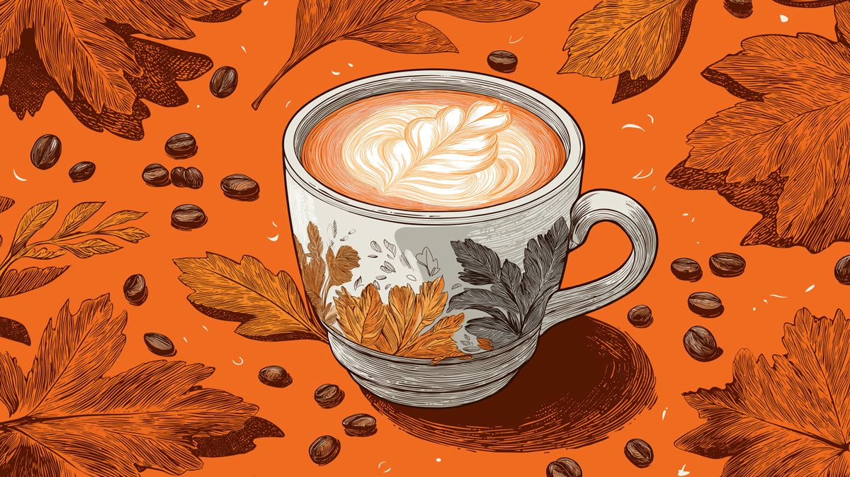 Autumn Latte Art Wallpaper | Cozy Coffee with Fall Leaves Design
