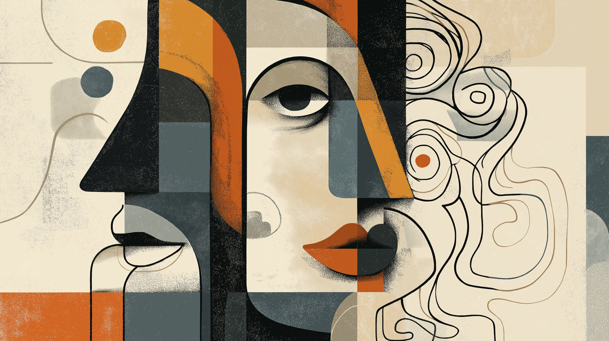 Cubist Inspired Portrait Wallpaper | Abstract Face Art with Geometric Forms