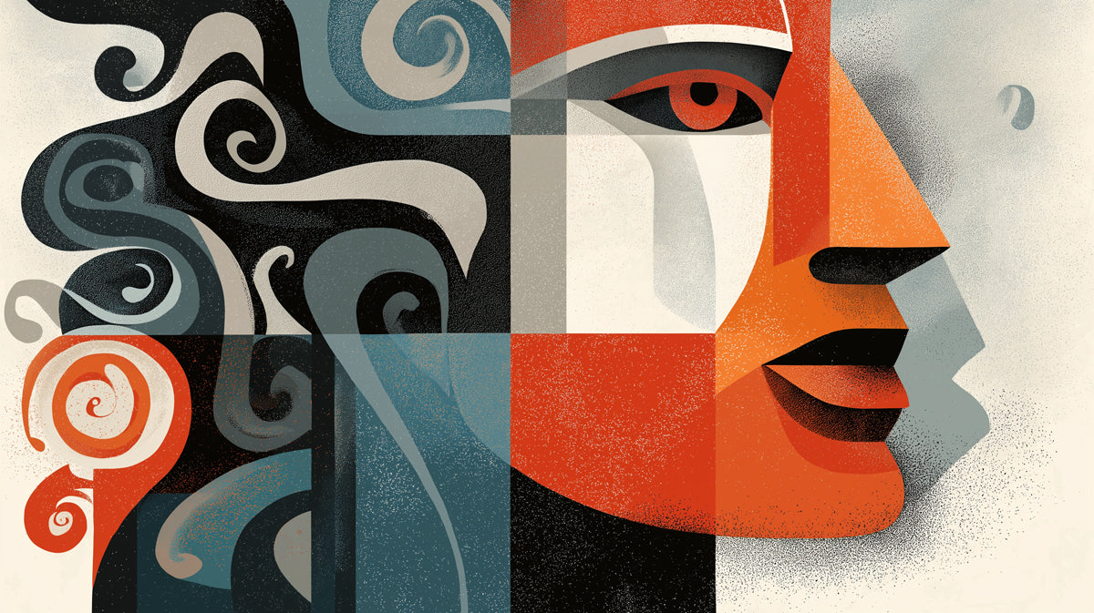 Abstract Cubist Profile Wallpaper | Dynamic Geometric Face Art