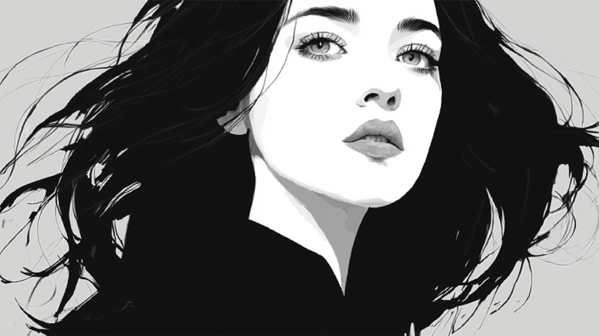 Monochrome Grace Portrait Wallpaper | Elegant Black & White Woman