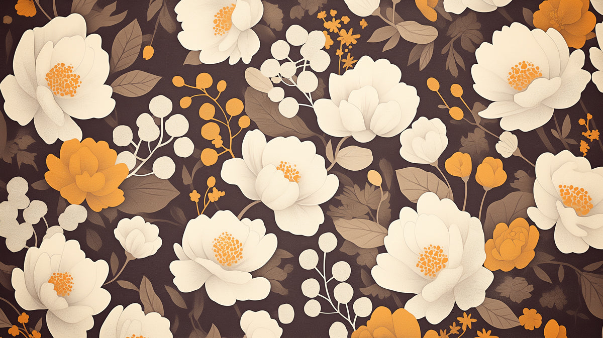 Helles Blumenmuster Wandbild in Kinderzimmer | Verschiedene Farben (Gelb, Blau, Orange usw.) Blumen -2