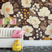 Bright Floral Mural Wallpaper in Child's Room | Various Colors (Yellow, Blue, Orange, etc.) Flowers -2