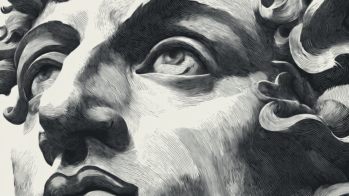 Classical Sculpture Engraving Wallpaper | Timeless Artistic Portrait