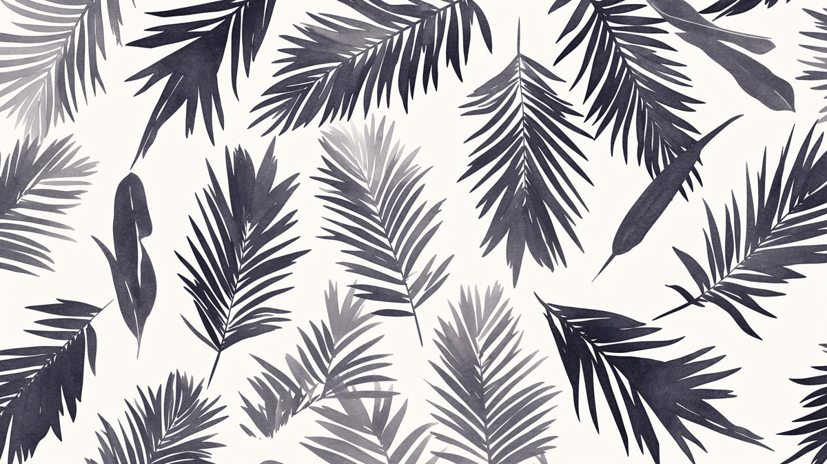 Black and White Palm Leaf Mural Wallpaper in Dining Room | Black and White Palms