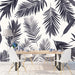Black and White Palm Leaf Mural Wallpaper in Dining Room | Black and White Palms