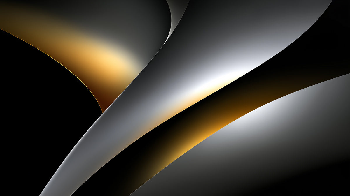 Abstract Golden & Silver Curves Wallpaper | Dynamic Modern Art with Luminous Glow