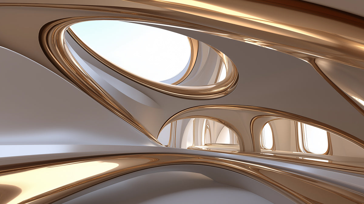 Abstract Golden Arches Wallpaper | Futuristic Architectural Design