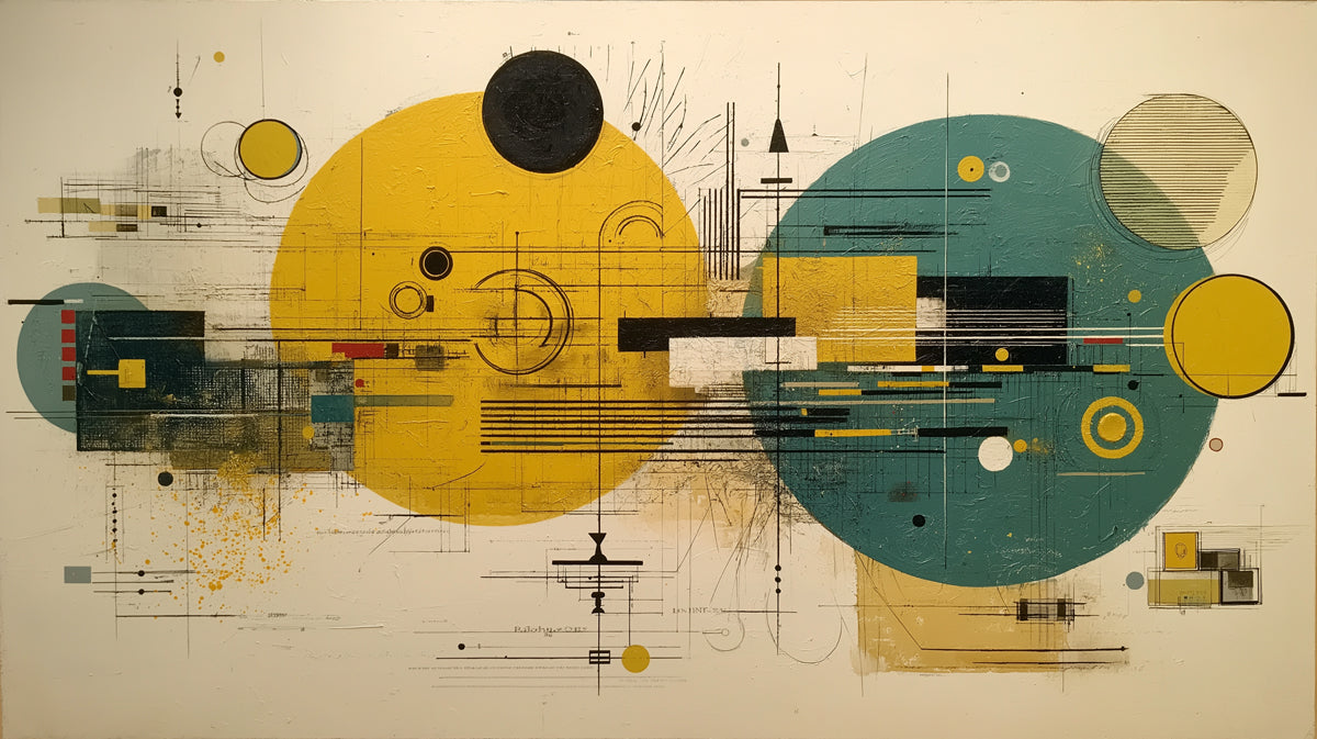 Carta da parati cerchi geometrici astratti | Arte moderna con elementi industriali