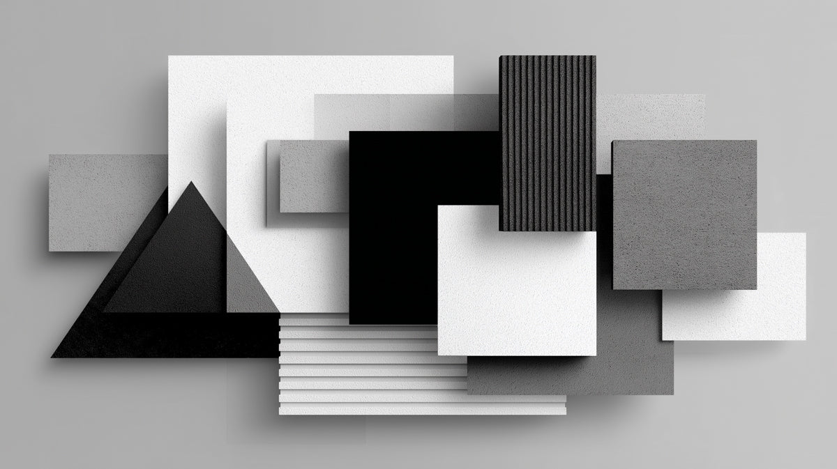 Carta da parati con forme geometriche monocromatiche astratte | Arte moderna minimalista