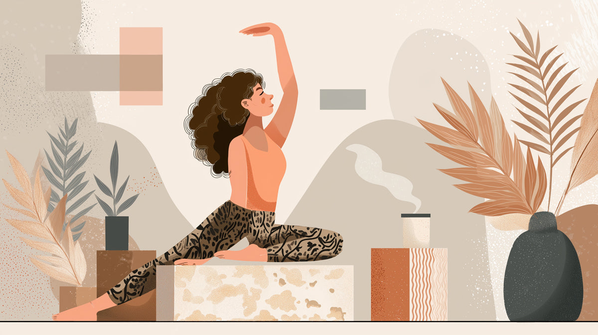 Peaceful Yoga Girl Wallpaper | Boho Zen Serenity Art with Plants