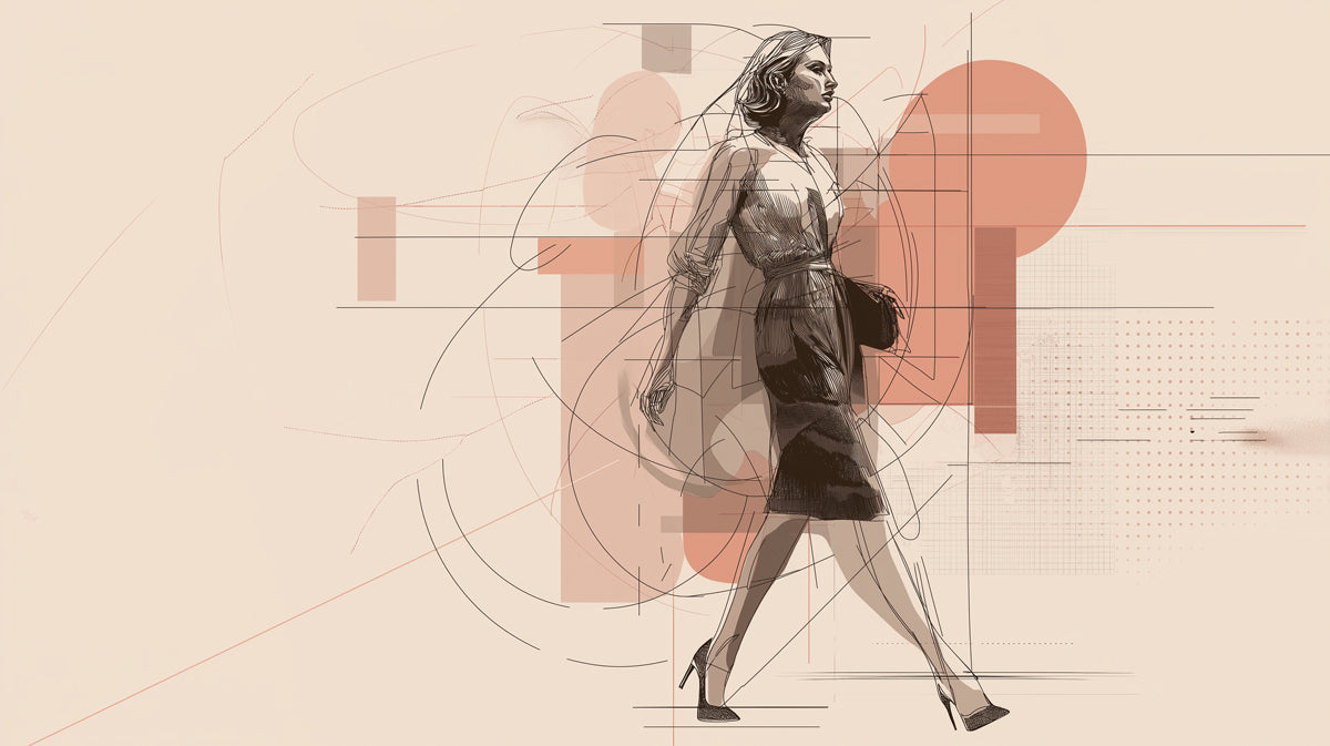 Abstract Fashion Woman Walking Wallpaper | Dynamic Contemporary Style