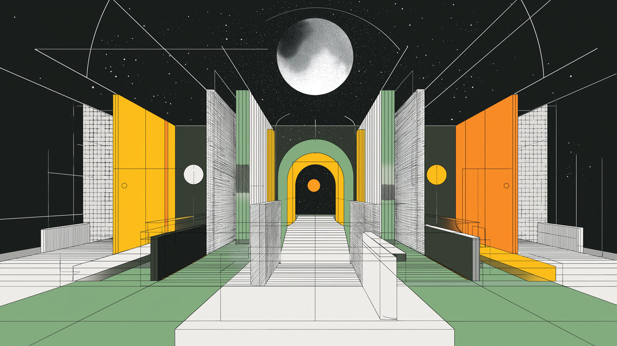 Abstract Cosmic Gateway Wallpaper | Mystical Architectural Dreamscape