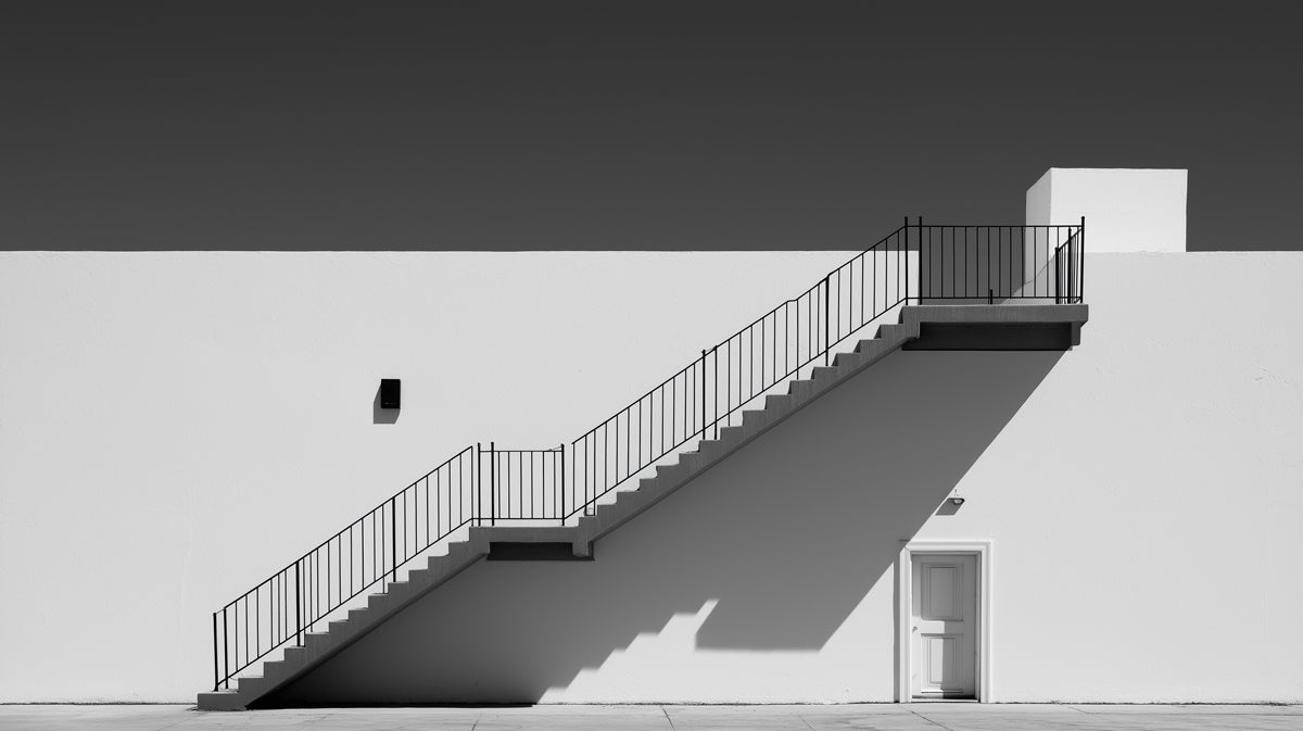 Abstract White Staircase Wallpaper | Modern Architectural Minimalism