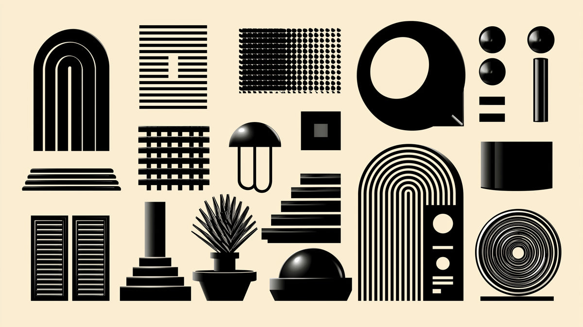 Abstract Black Geometric Icons Wallpaper | Modernist Art Pattern