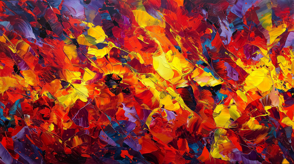 Abstract Fiery Texture Wallpaper | Vibrant Palette Knife Art