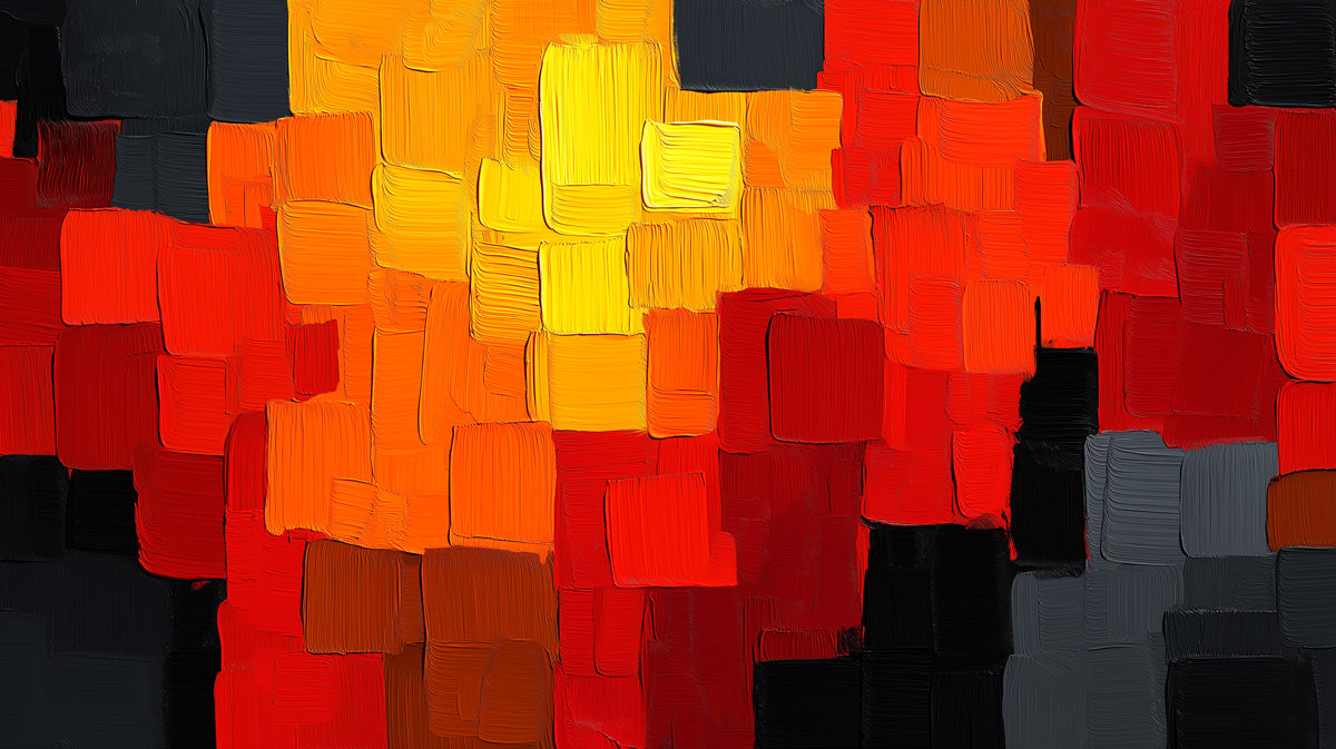 Abstract Textured Cube Wallpaper | Vibrant Red & Orange Block Art