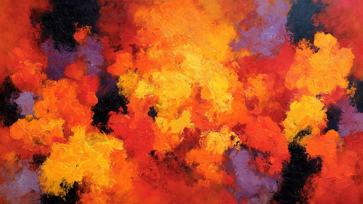 Abstract Fiery Landscape Wallpaper | Vibrant Textured Paint Art