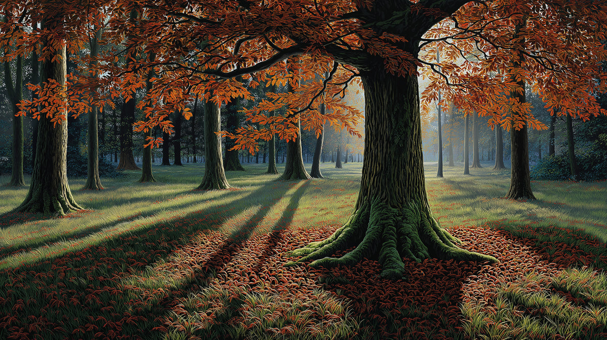 Majestic Autumn Forest Wallpaper | Enchanted Woodland with Golden Trees