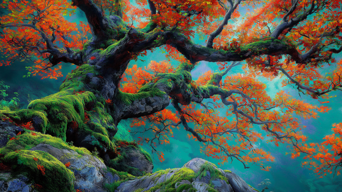 Enchanted Autumn Forest Mural Wallpaper | Vibrant Tree Landscape