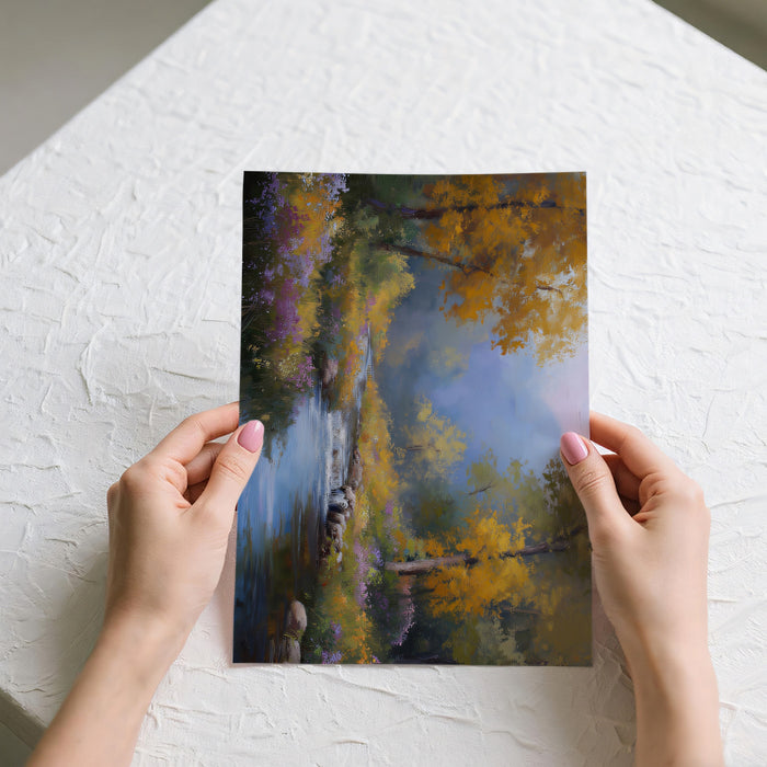 Serene Autumn River Mural Wallpaper | Tranquil Forest Landscape with Creek