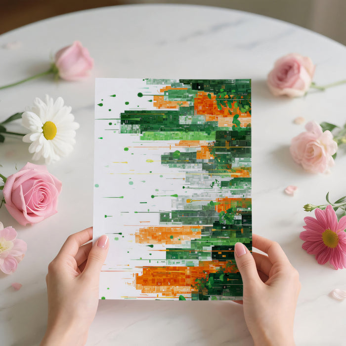 Eco-Cityscape Abstract Mural Wallpaper | Vibrant Urban Art with Greenery