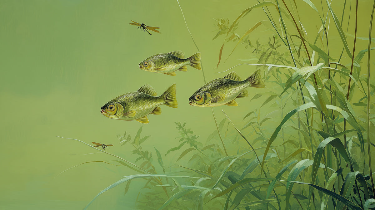 Golden Carp Pond Mural Wallpaper | Serene Aquatic Art with Dragonflies