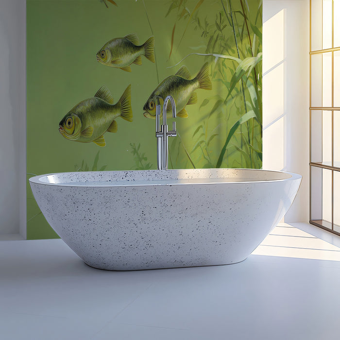Golden Carp Pond Mural Wallpaper | Serene Aquatic Art with Dragonflies