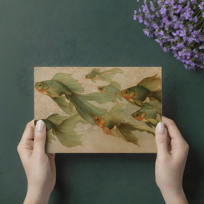 Ethereal Fish in the Sky Mural Wallpaper | Surreal Painting with Koi & Clouds