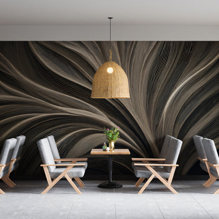 Abstract Flowing Lines Mural Wallpaper | Elegant Monochrome Dynamic Art