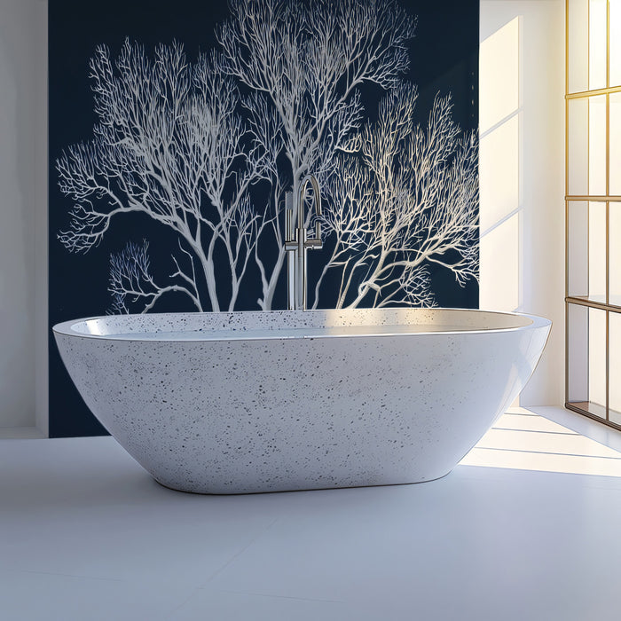 Abstract White Tree Mural Wallpaper | Modern Cyanotype Nature Art