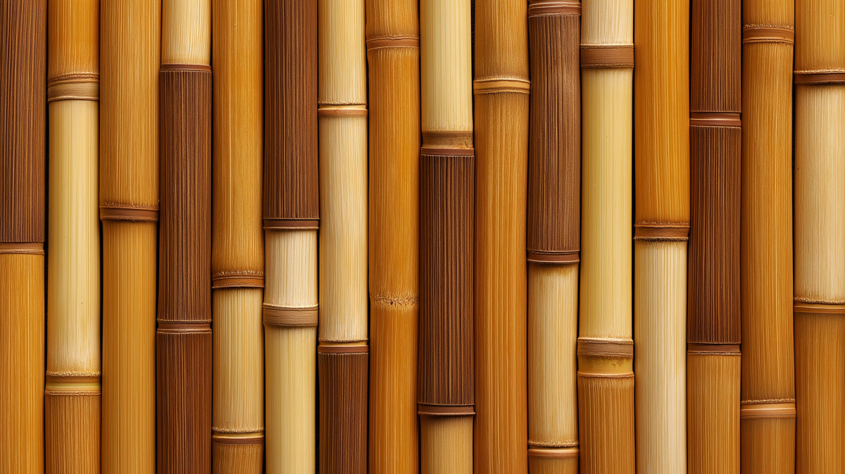 Rustic Bamboo Forest Mural Wallpaper | Natural Wood Texture in Warm Tones