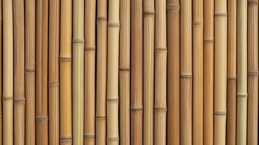 Pattern of vertical bamboo sticks in various shades of brown and beige.