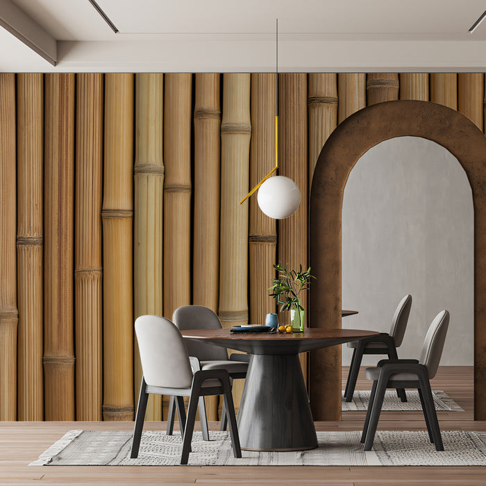 Carta da parati murale con trama di bambù minimalista | Motivo legno naturale pulito